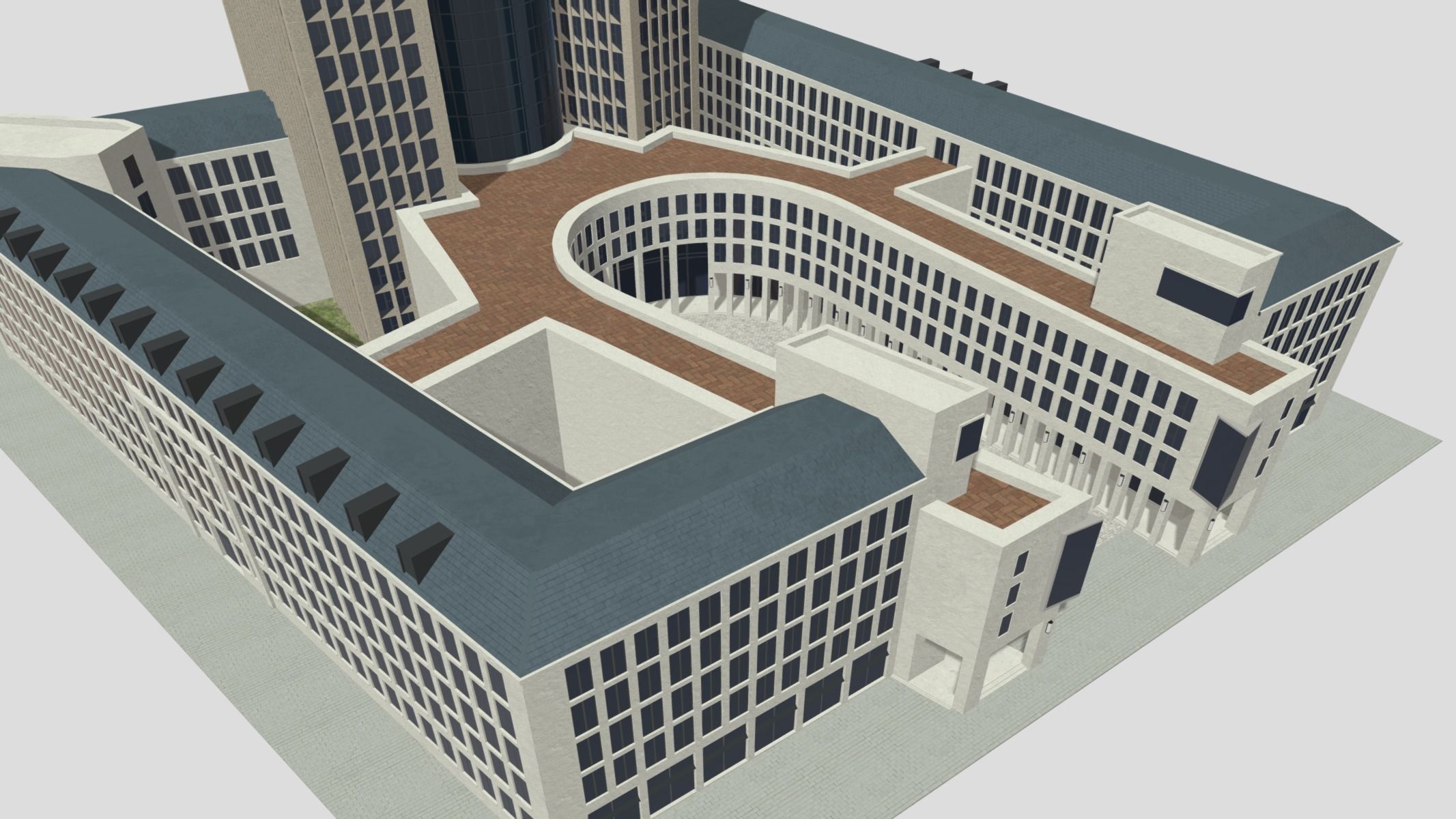 Tower 185 Skyscraper Low Poly PBR Realistic 8K Textures Low-poly 3D model_9