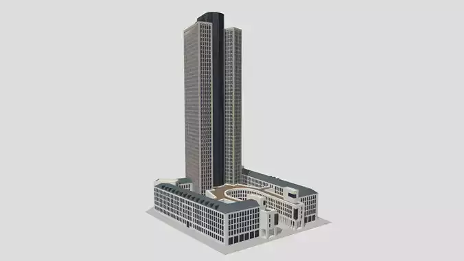 Tower 185 Skyscraper Low Poly PBR Realistic 8K Textures Low-poly 3D model