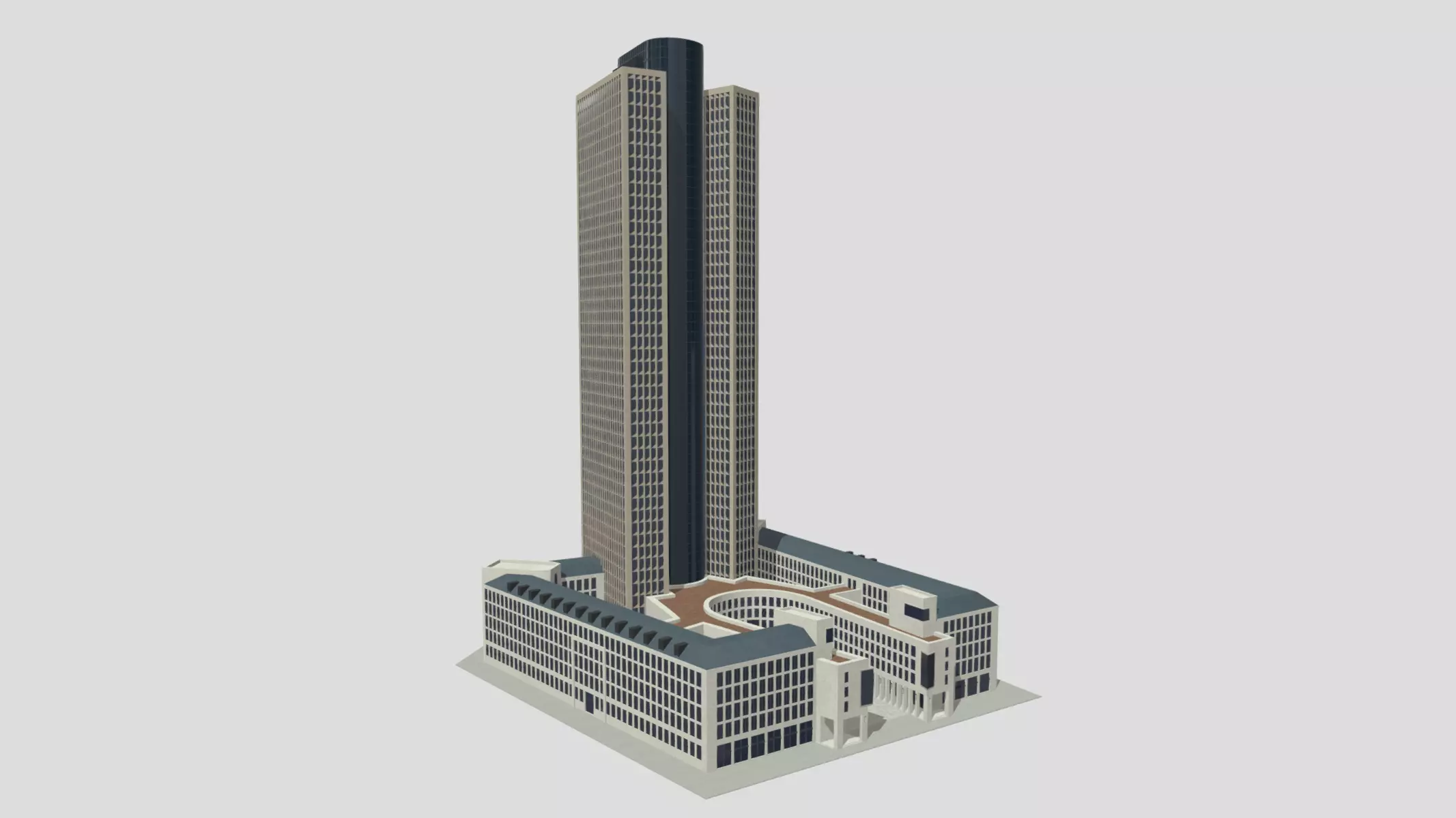 Tower 185 Skyscraper Low Poly PBR Realistic 8K Textures Low-poly 3D model_0