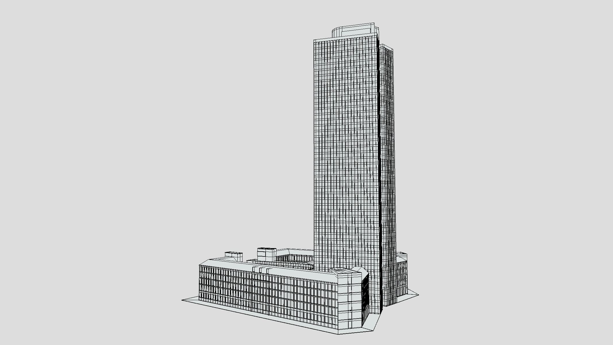 Tower 185 Skyscraper Low Poly PBR Realistic 8K Textures Low-poly 3D model_13