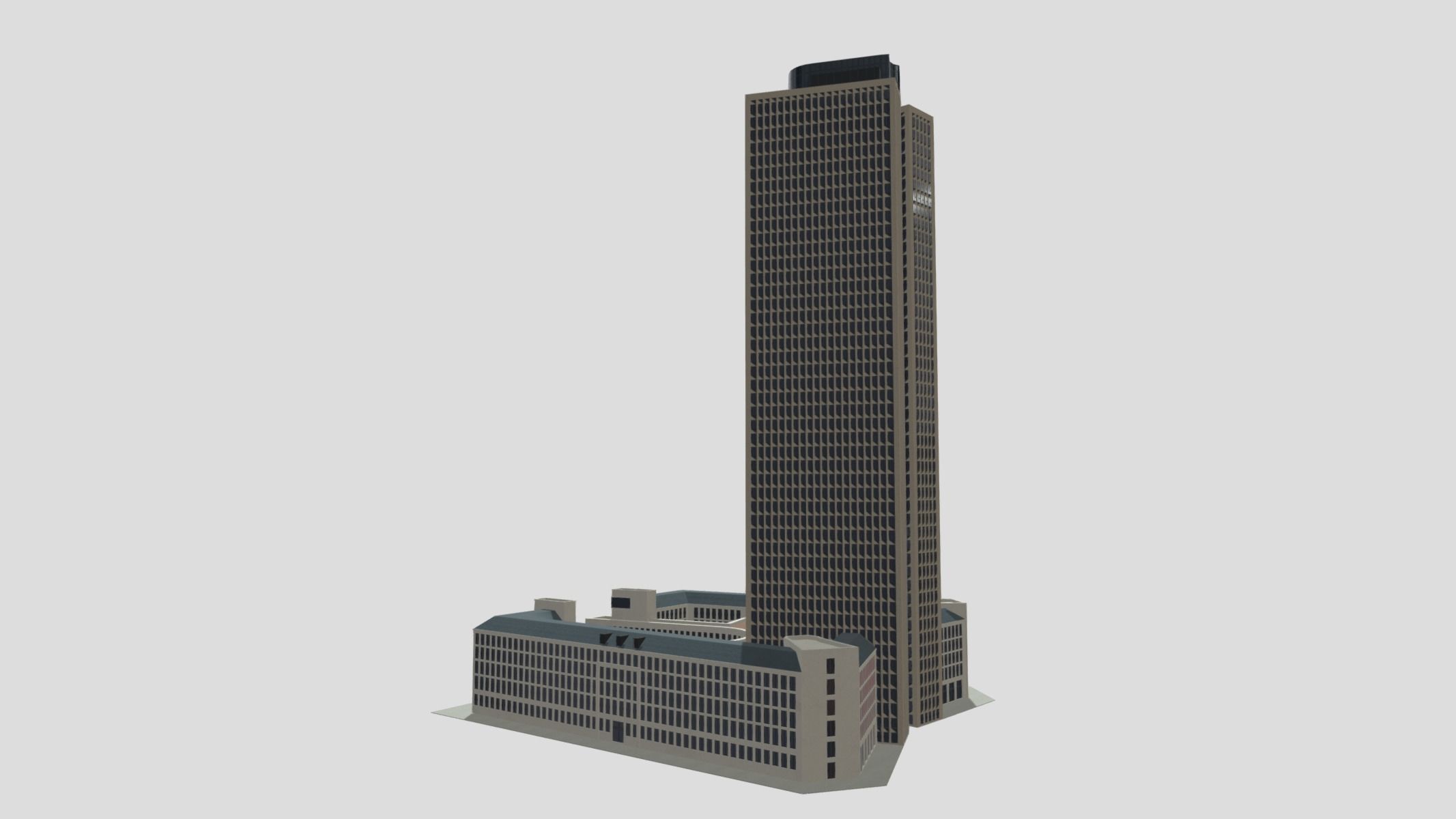 Tower 185 Skyscraper Low Poly PBR Realistic 8K Textures Low-poly 3D model_12