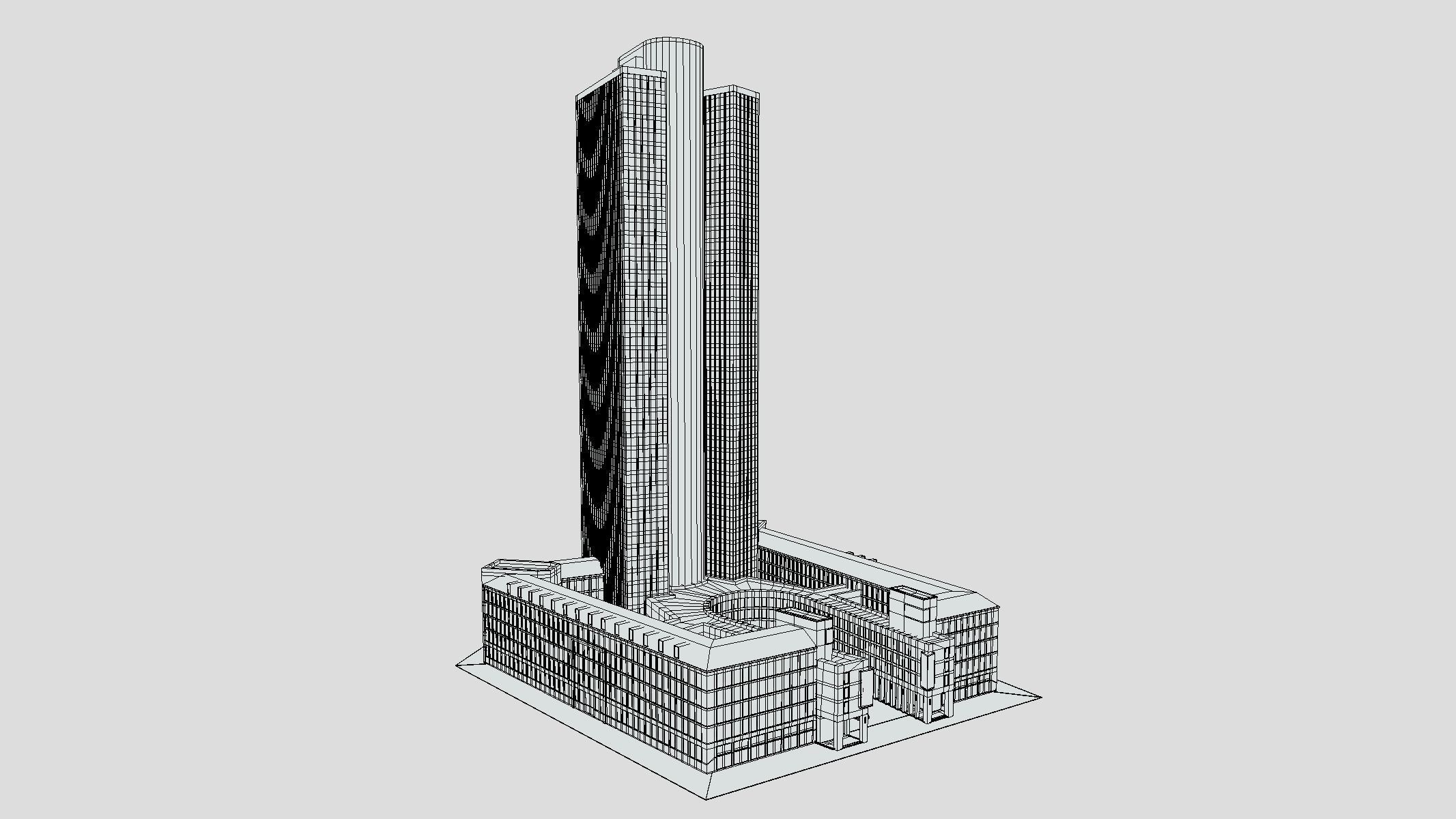 Tower 185 Skyscraper Low Poly PBR Realistic 8K Textures Low-poly 3D model_1