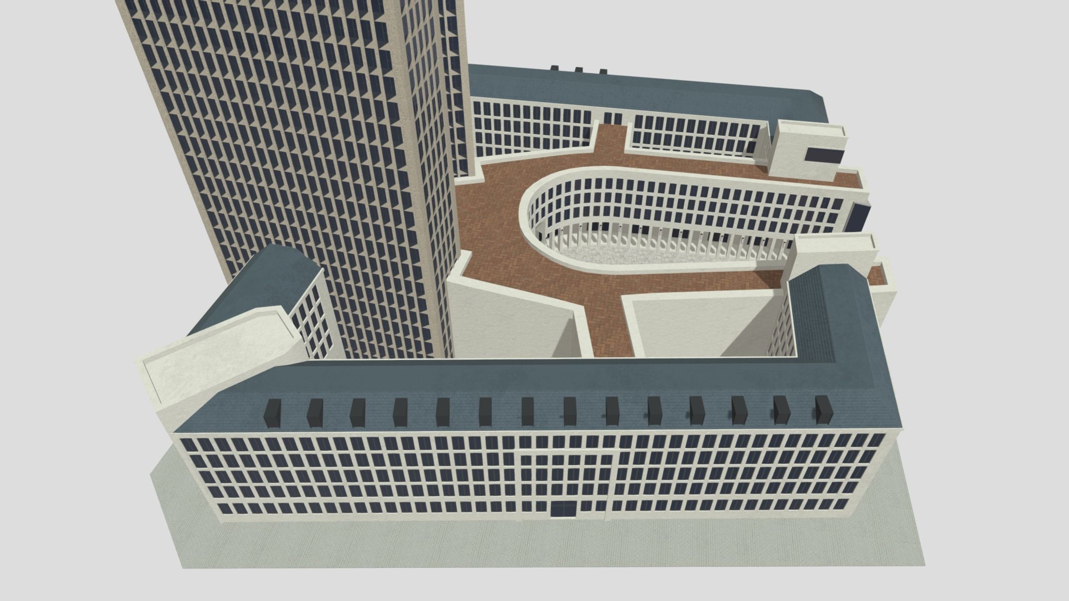 Tower 185 Skyscraper Low Poly PBR Realistic 8K Textures Low-poly 3D model_16