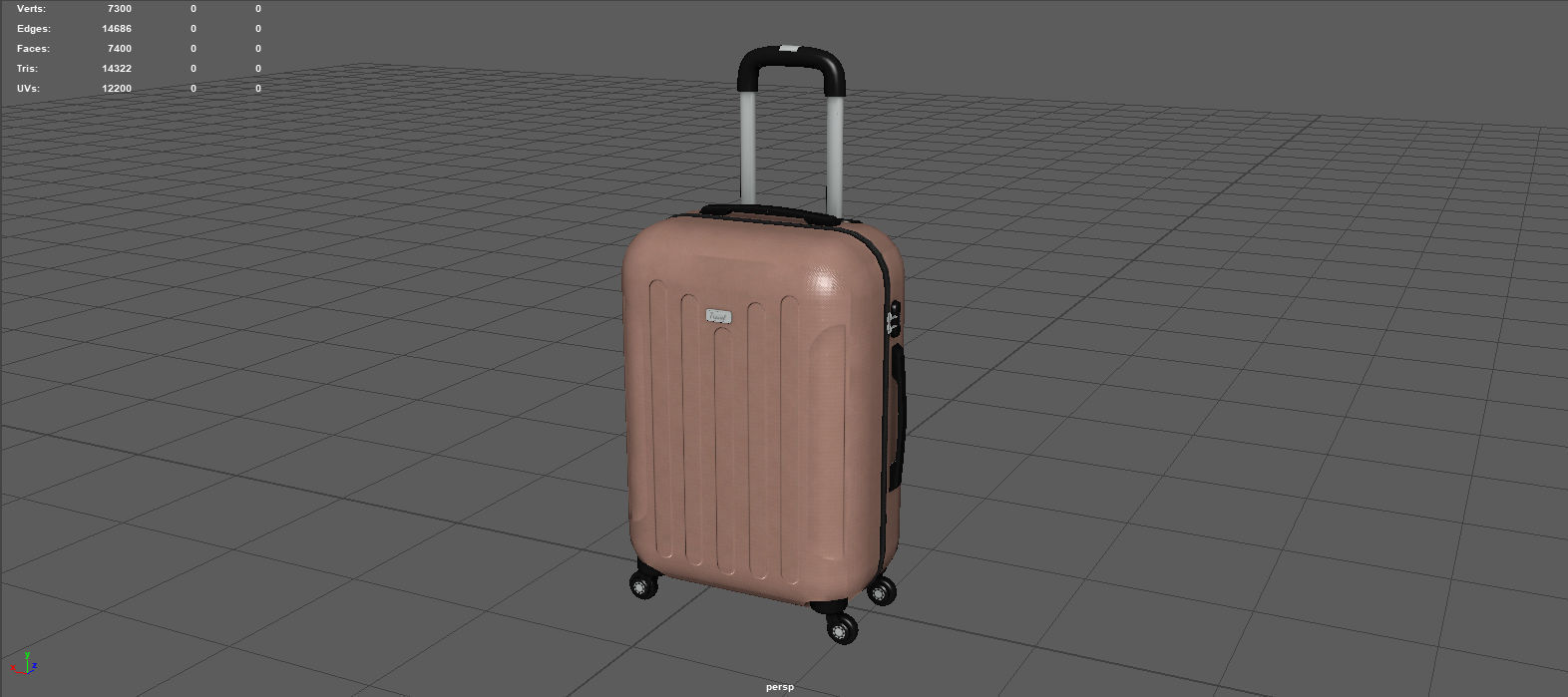 Suitcare suitcase on wheels Low-poly 3D model_9