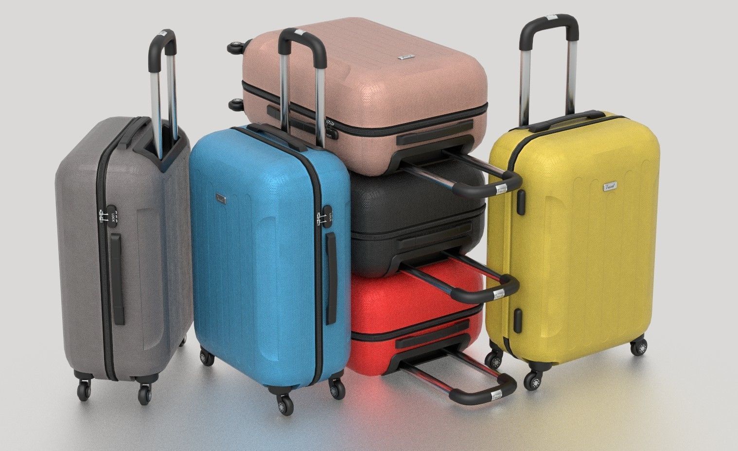 Suitcare suitcase on wheels Low-poly 3D model_2