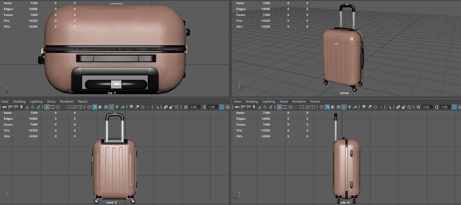 Suitcare suitcase on wheels Low-poly 3D model_13