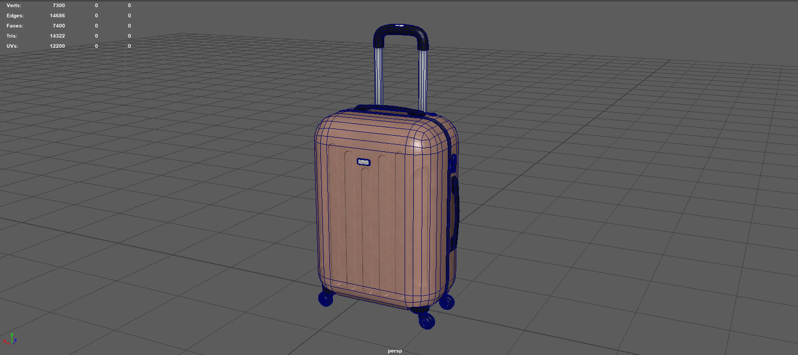 Suitcare suitcase on wheels Low-poly 3D model_12