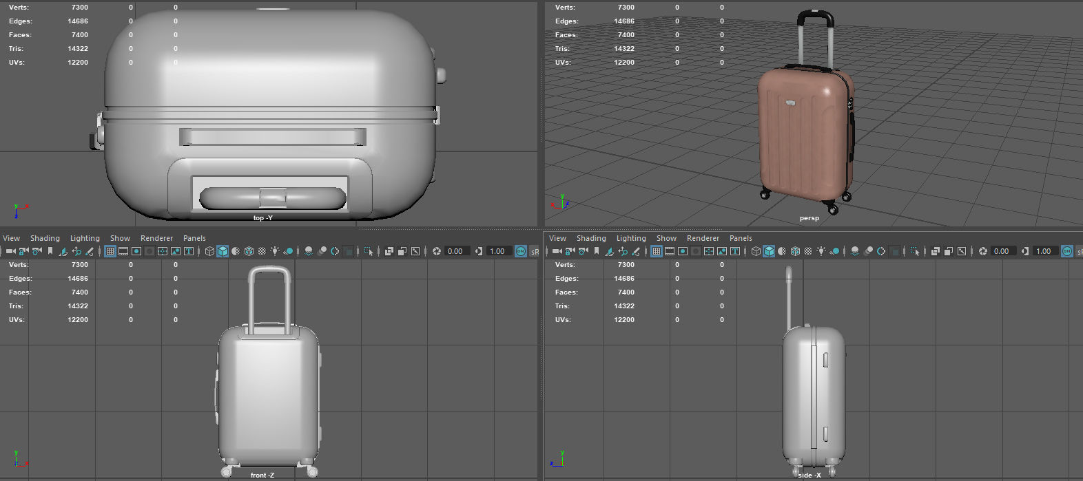 Suitcare suitcase on wheels Low-poly 3D model_14