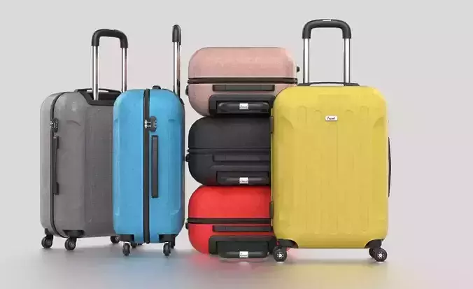 Suitcare suitcase on wheels Low-poly 3D model