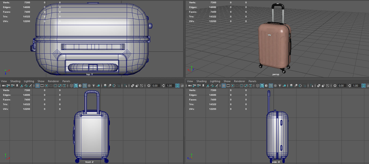 Suitcare suitcase on wheels Low-poly 3D model_15