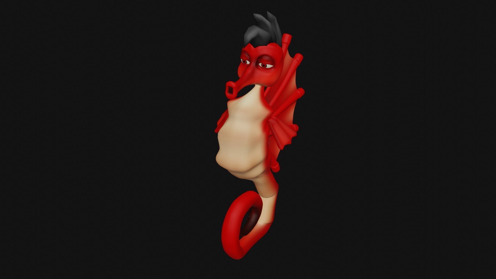 SeaHorse Low-poly 3D model_2