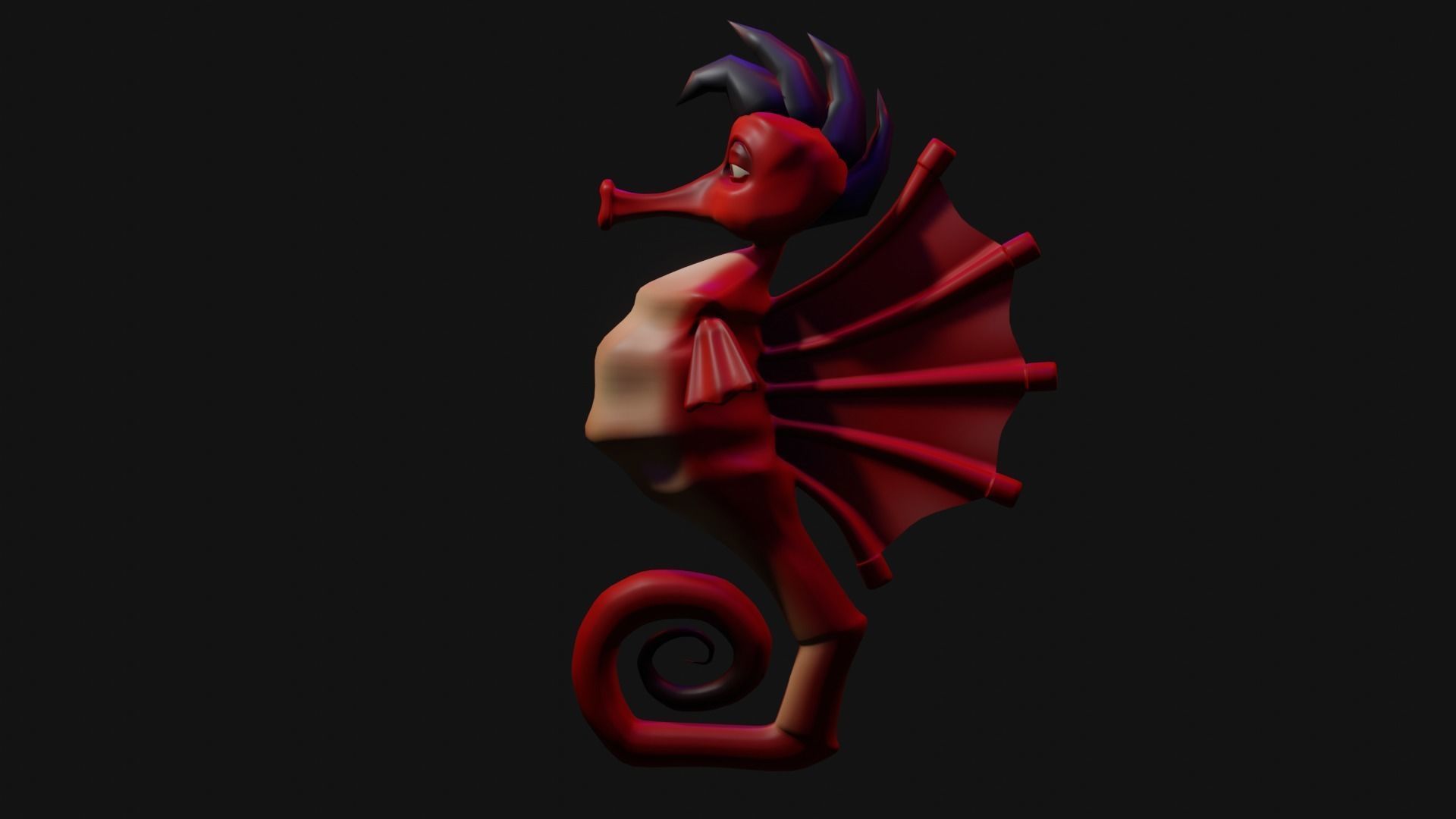 SeaHorse Low-poly 3D model_6