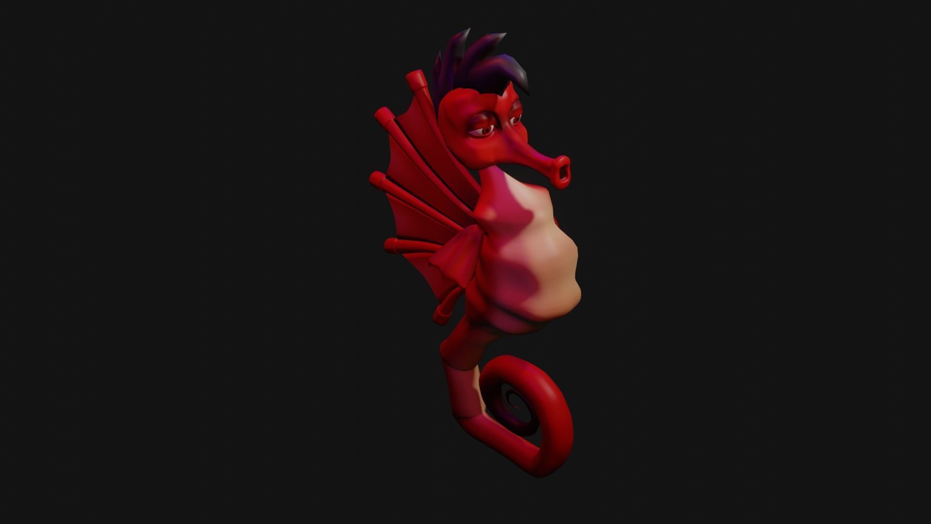 SeaHorse Low-poly 3D model_4