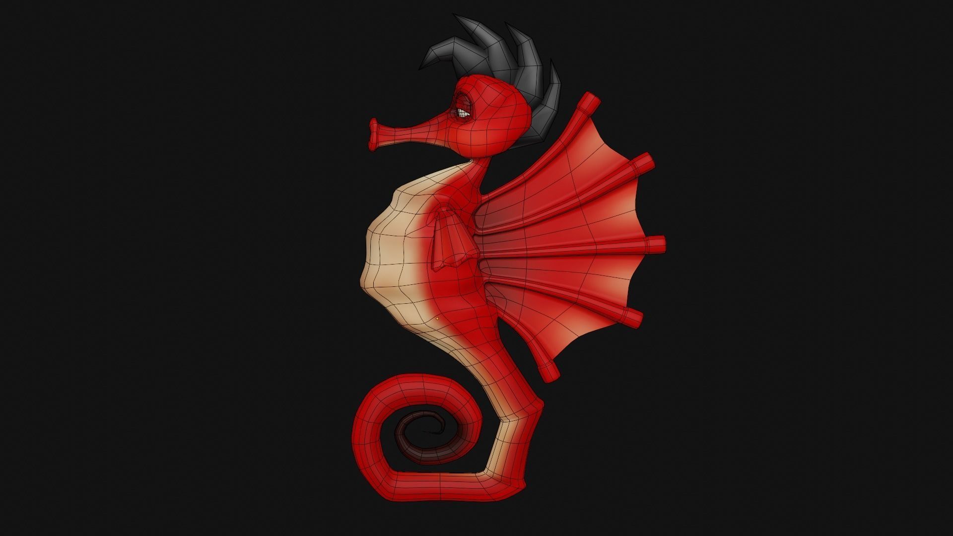 SeaHorse Low-poly 3D model_13