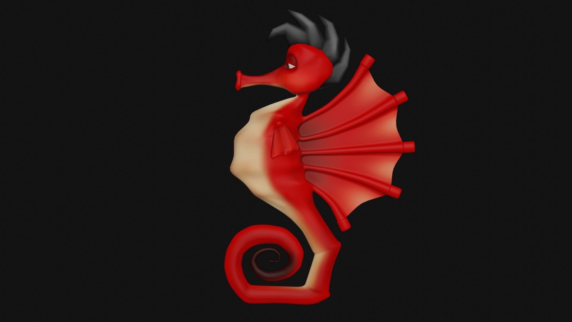 SeaHorse Low-poly 3D model_7