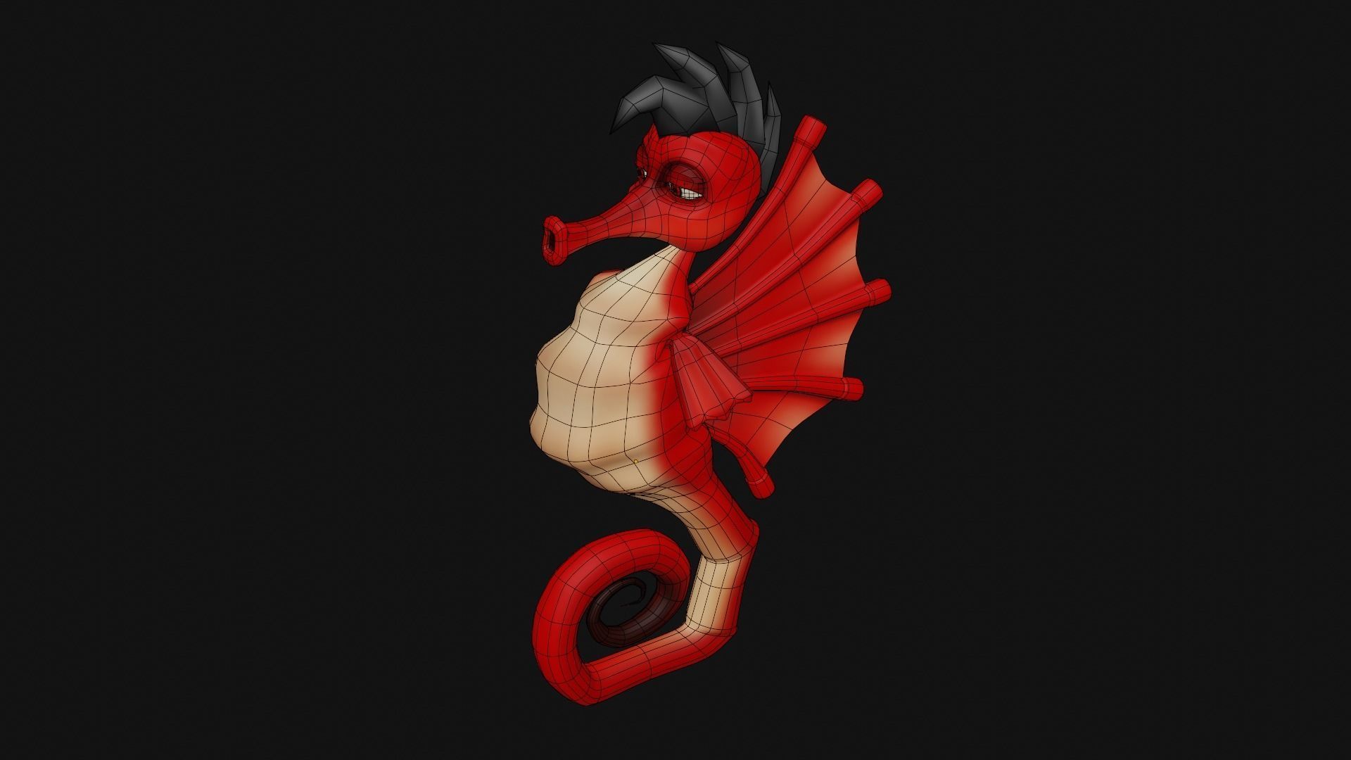 SeaHorse Low-poly 3D model_12