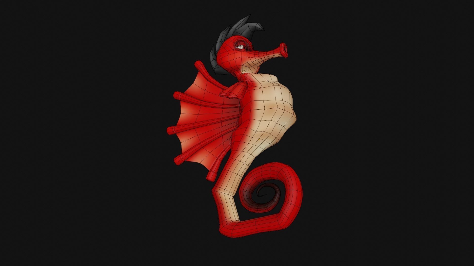 SeaHorse Low-poly 3D model_14