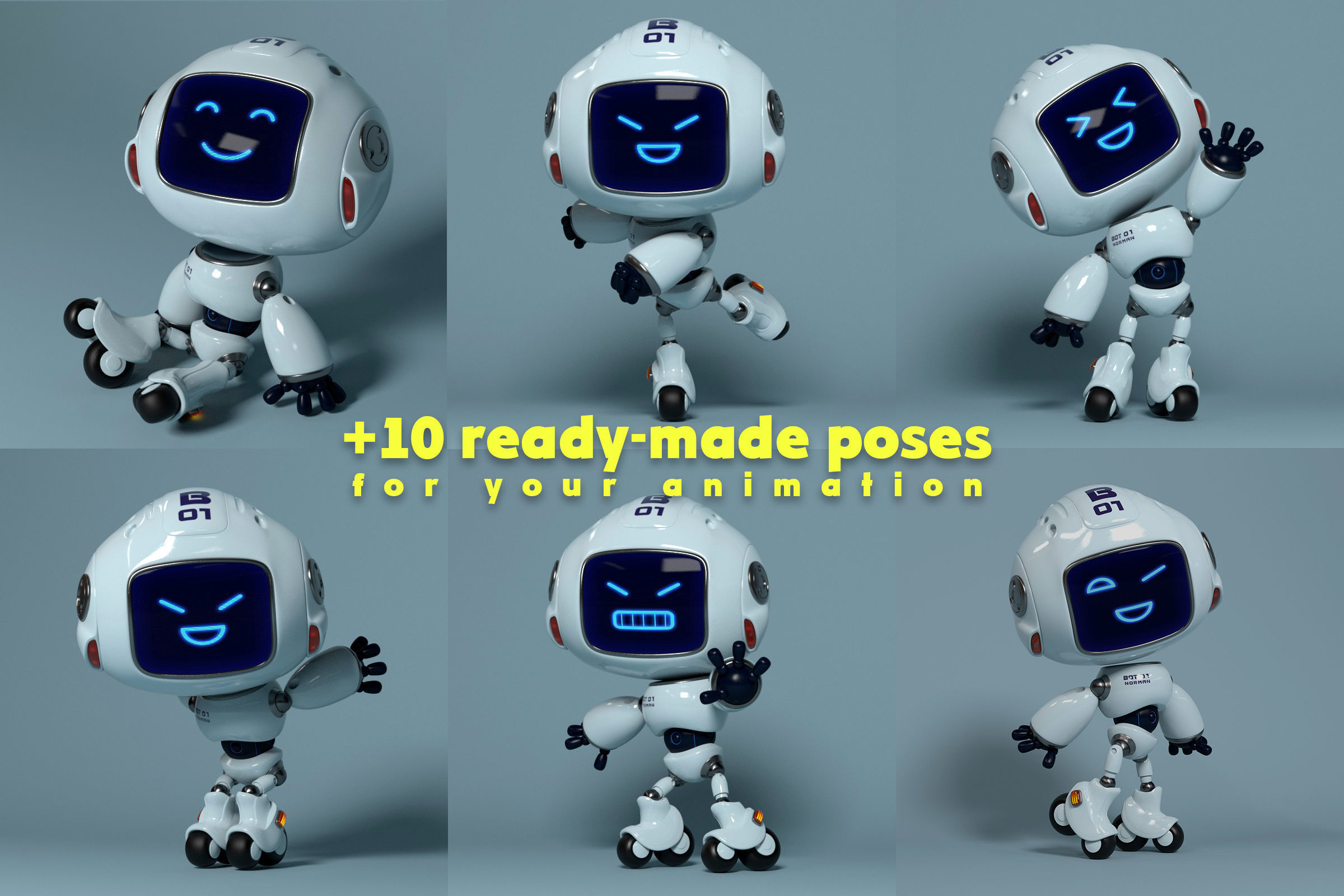 Norman the robot character Low-poly 3D model_9