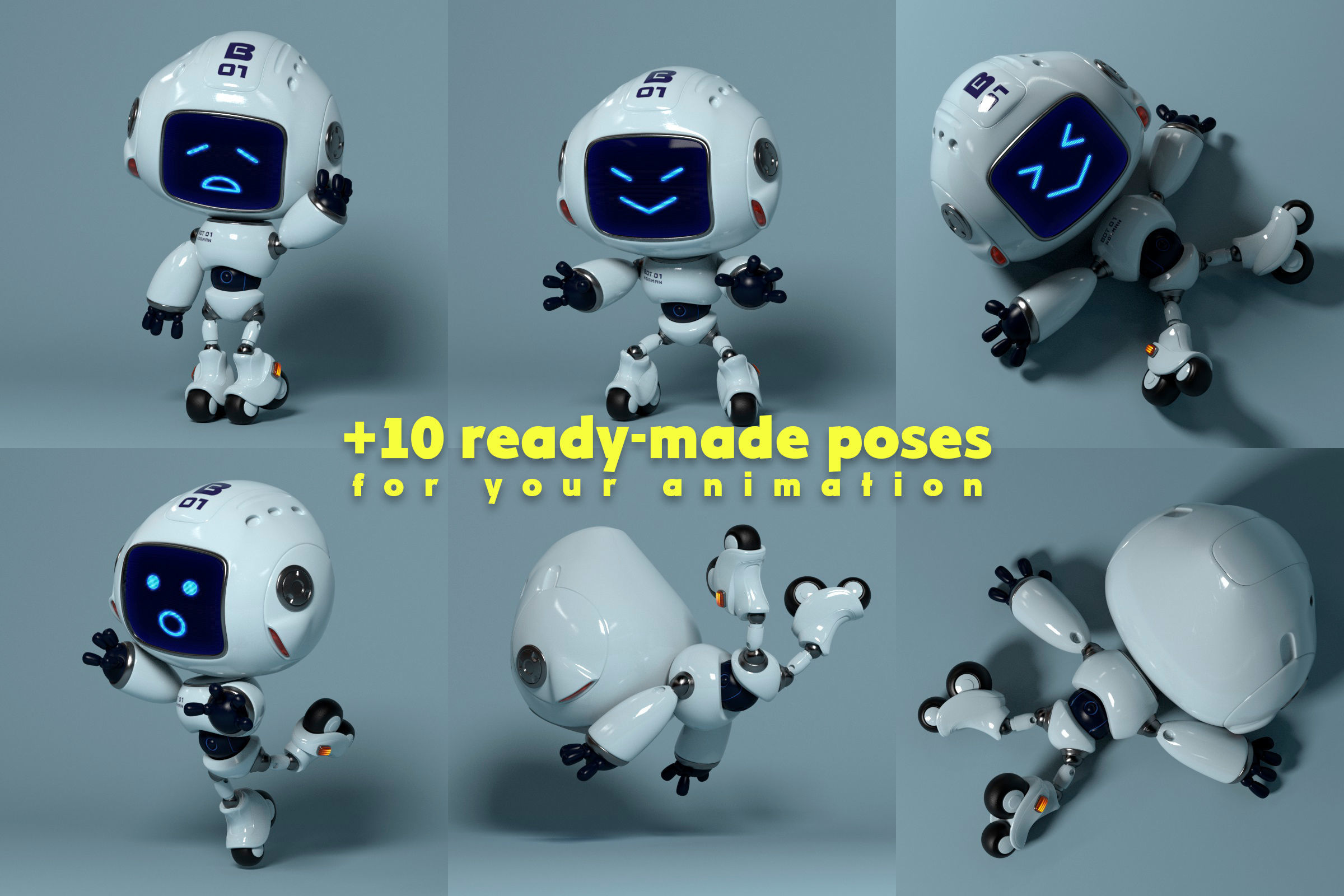Norman the robot character Low-poly 3D model_10