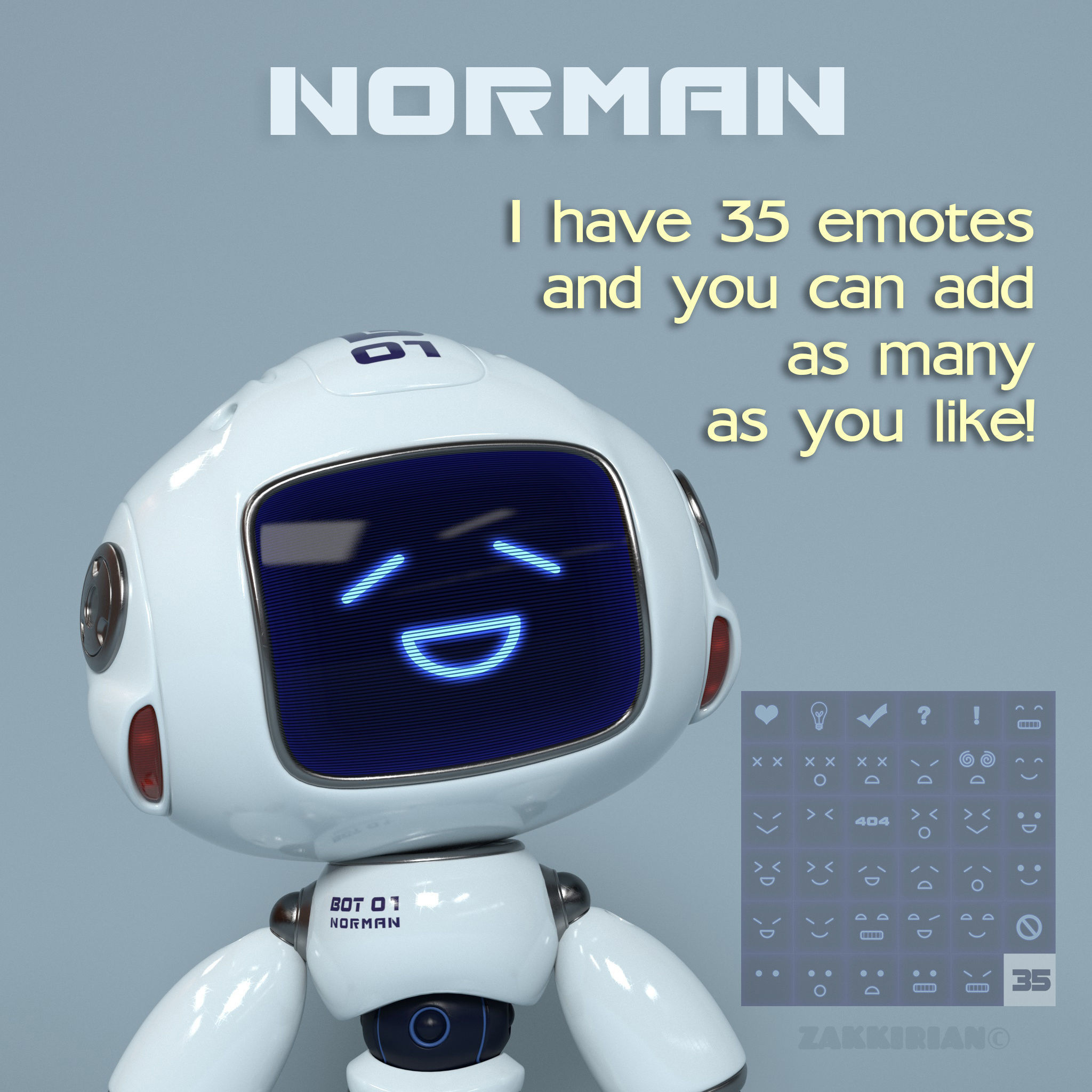 Norman the robot character Low-poly 3D model_3