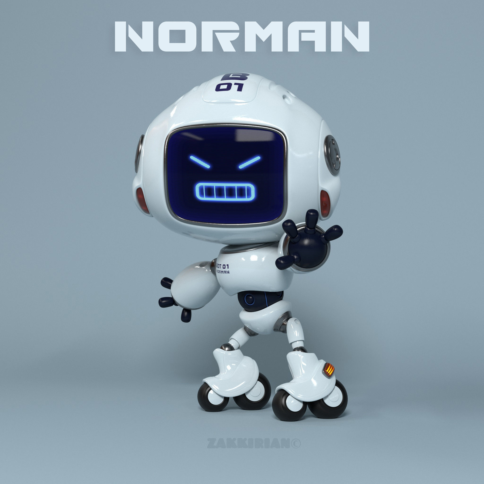 Norman the robot character Low-poly 3D model_5