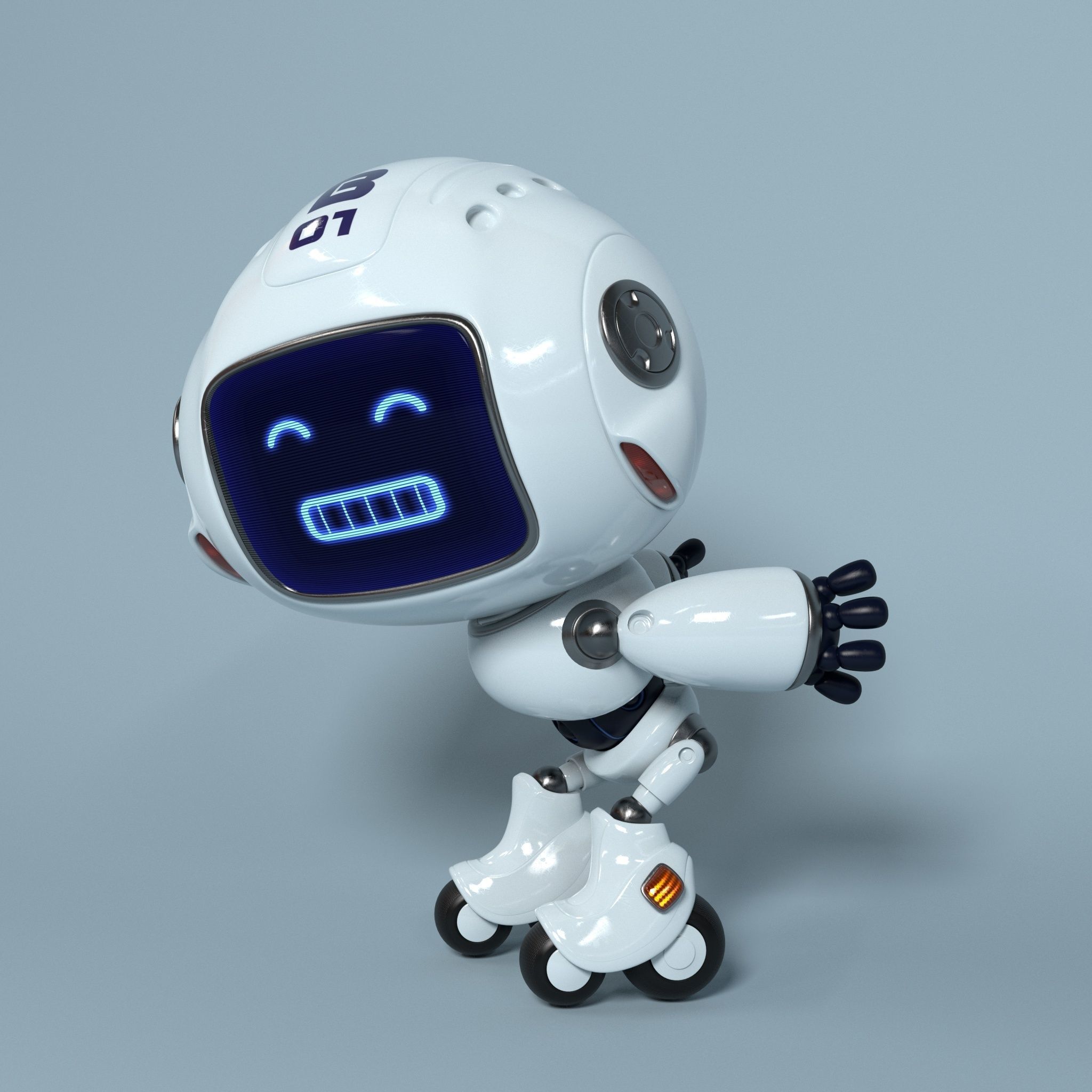 Norman the robot character Low-poly 3D model_6