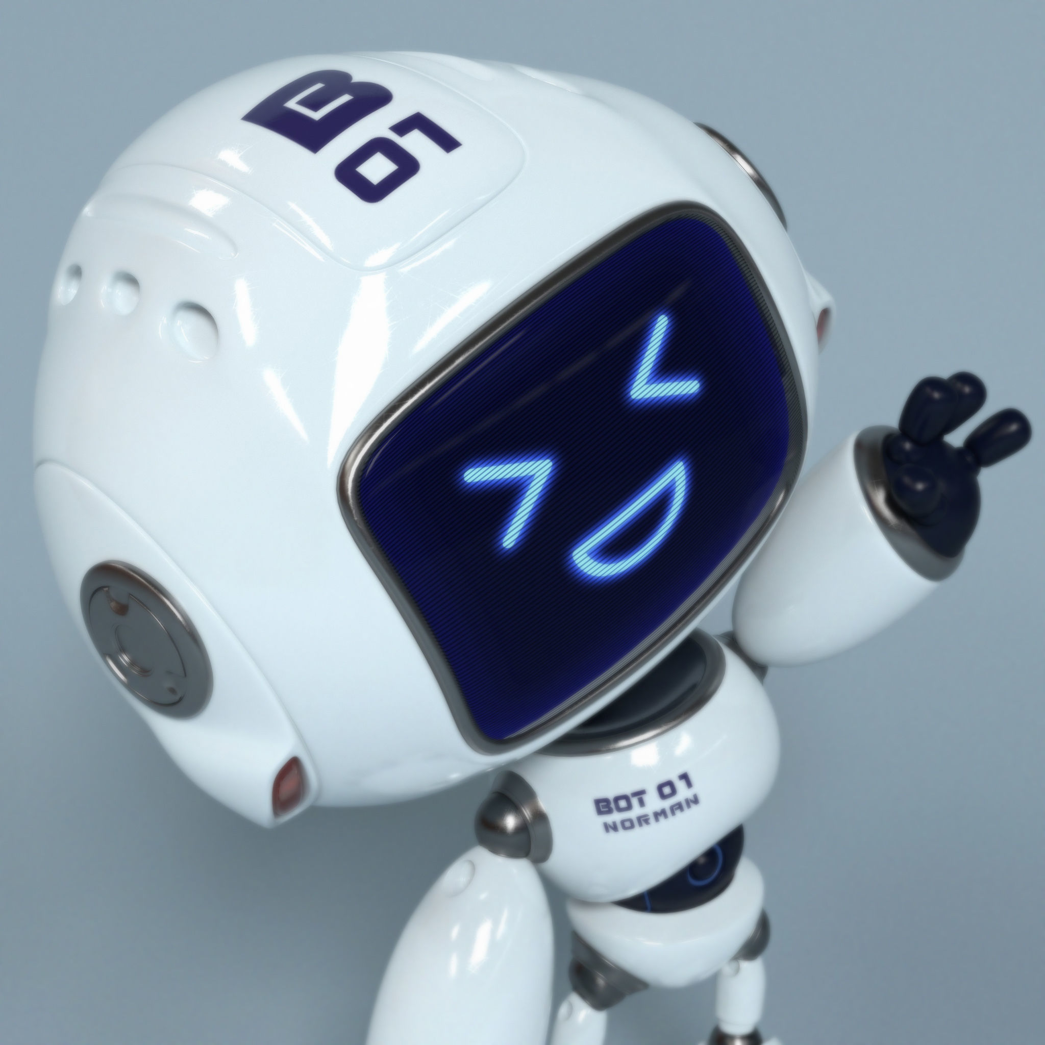 Norman the robot character Low-poly 3D model_7
