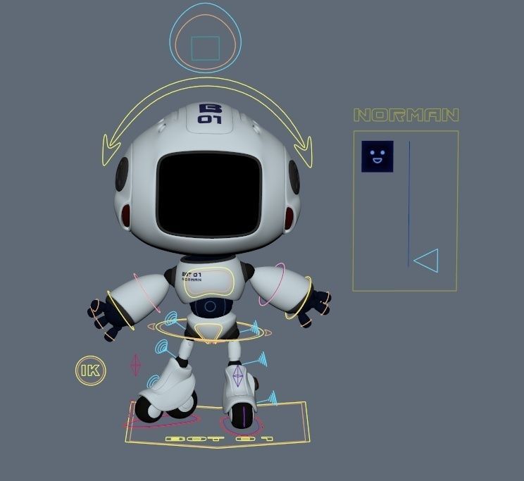 Norman the robot character Low-poly 3D model_11