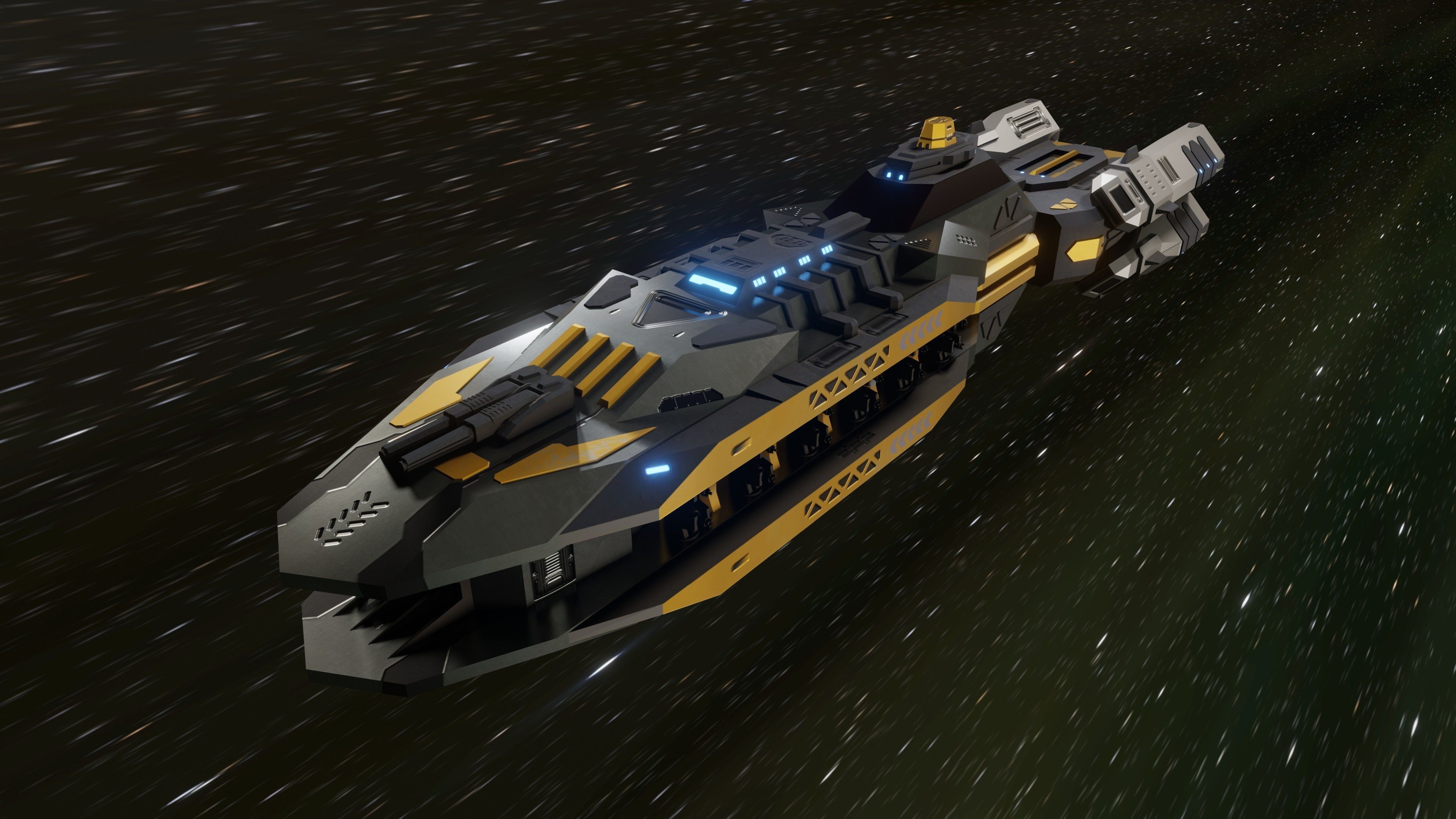 The Serpent Spaceship Low-poly 3D model_7