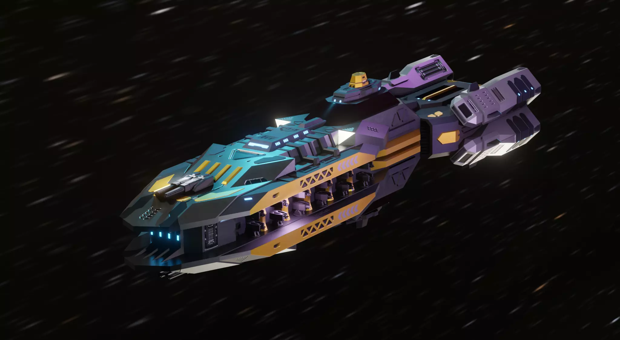 The Serpent Spaceship Low-poly 3D model_0