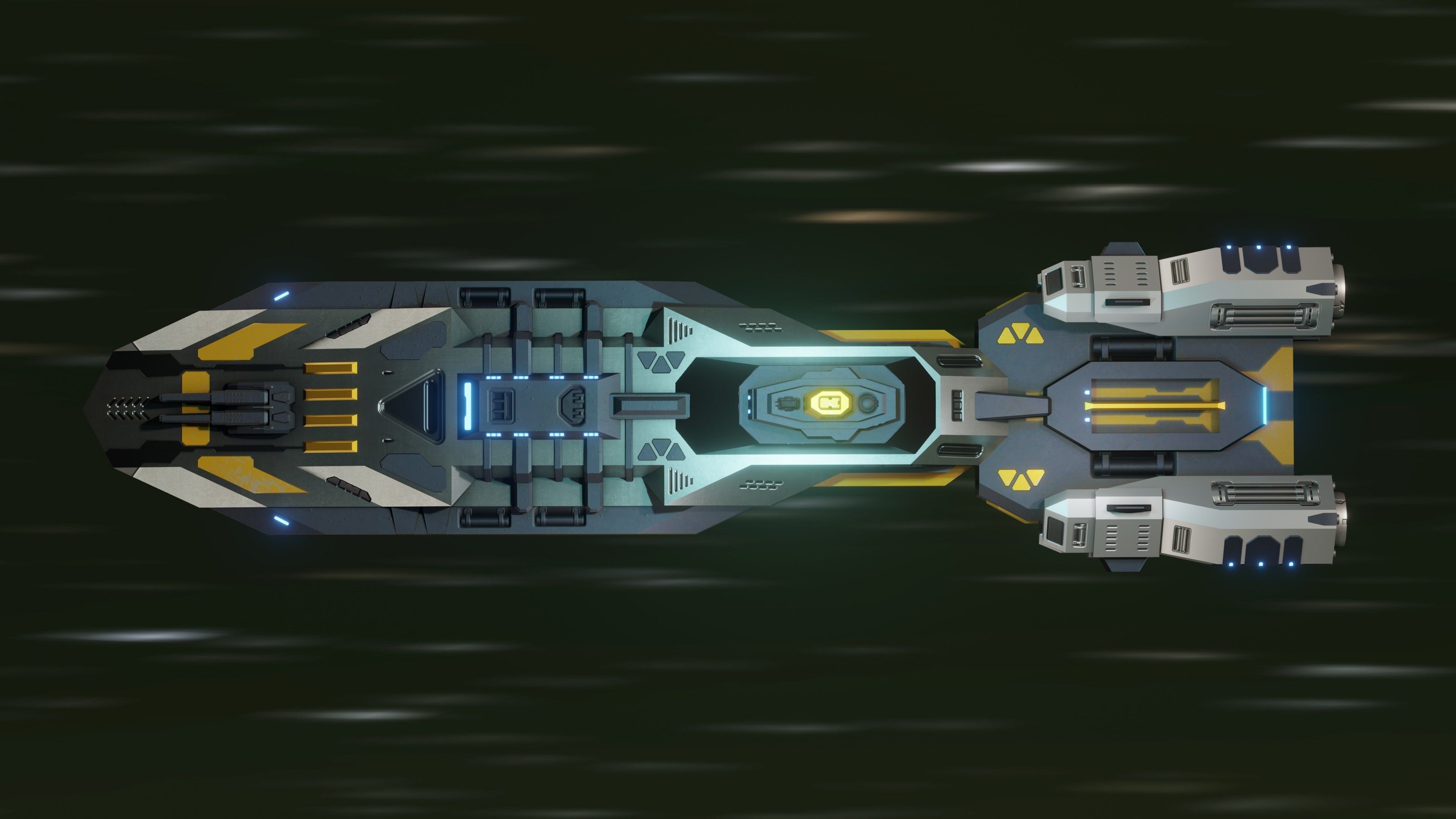 The Serpent Spaceship Low-poly 3D model_8