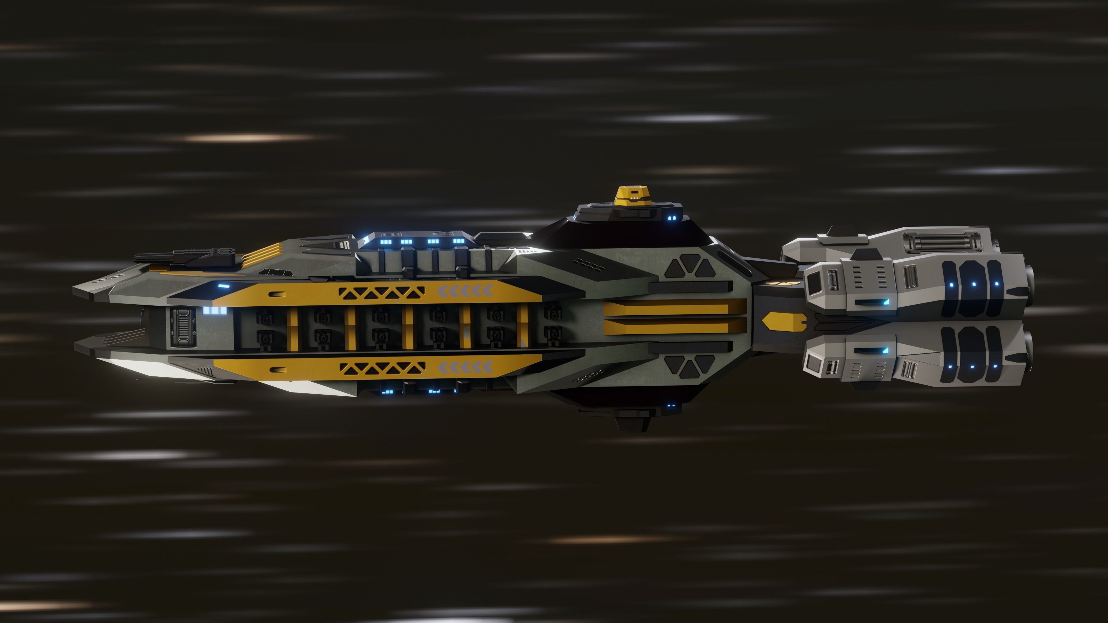 The Serpent Spaceship Low-poly 3D model_5