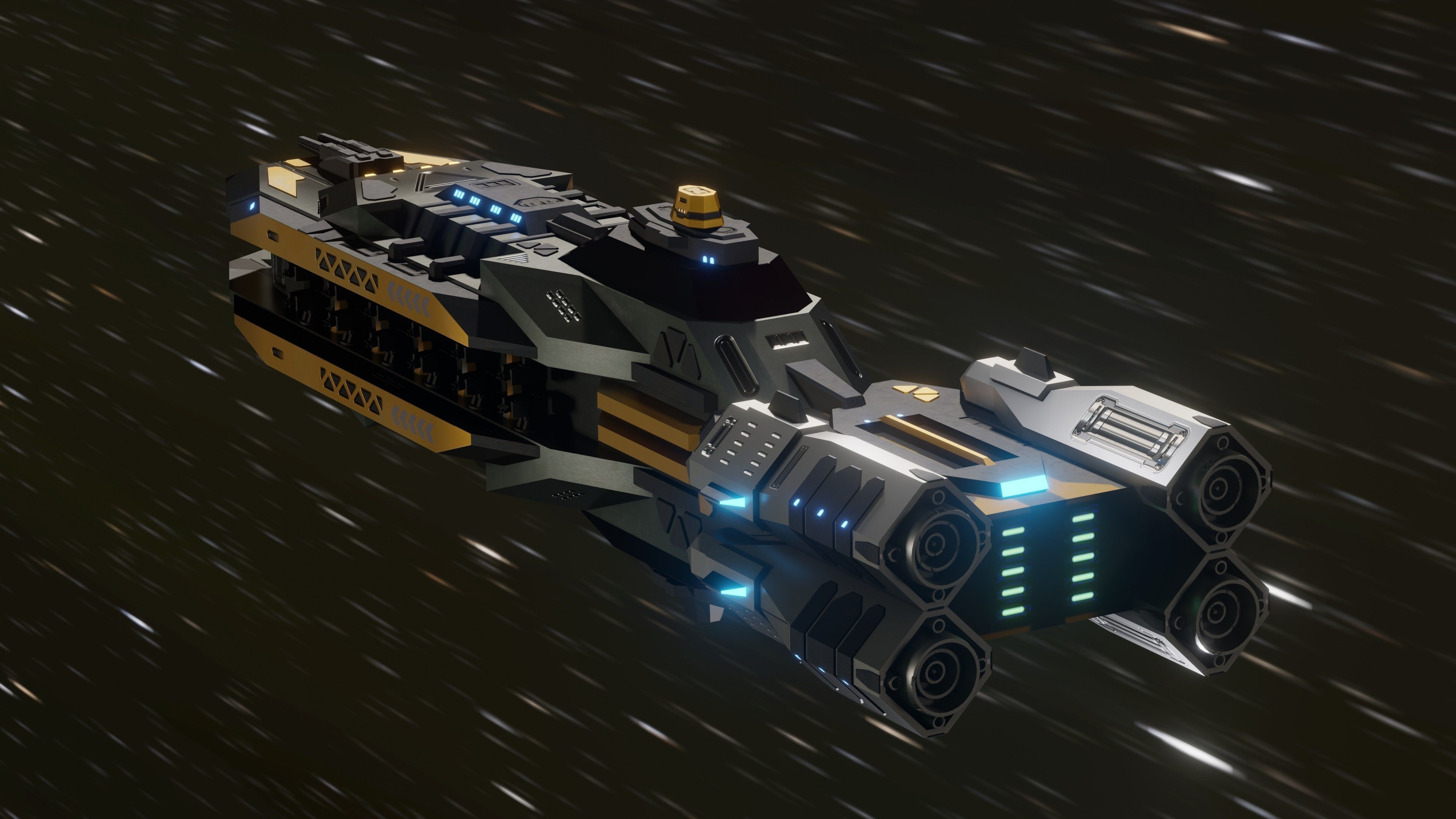 The Serpent Spaceship Low-poly 3D model_2