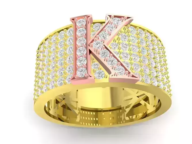 diamond K letter ring 3689