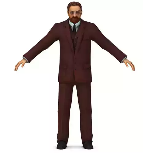 Retro Older Man Doctor in Brown Suit