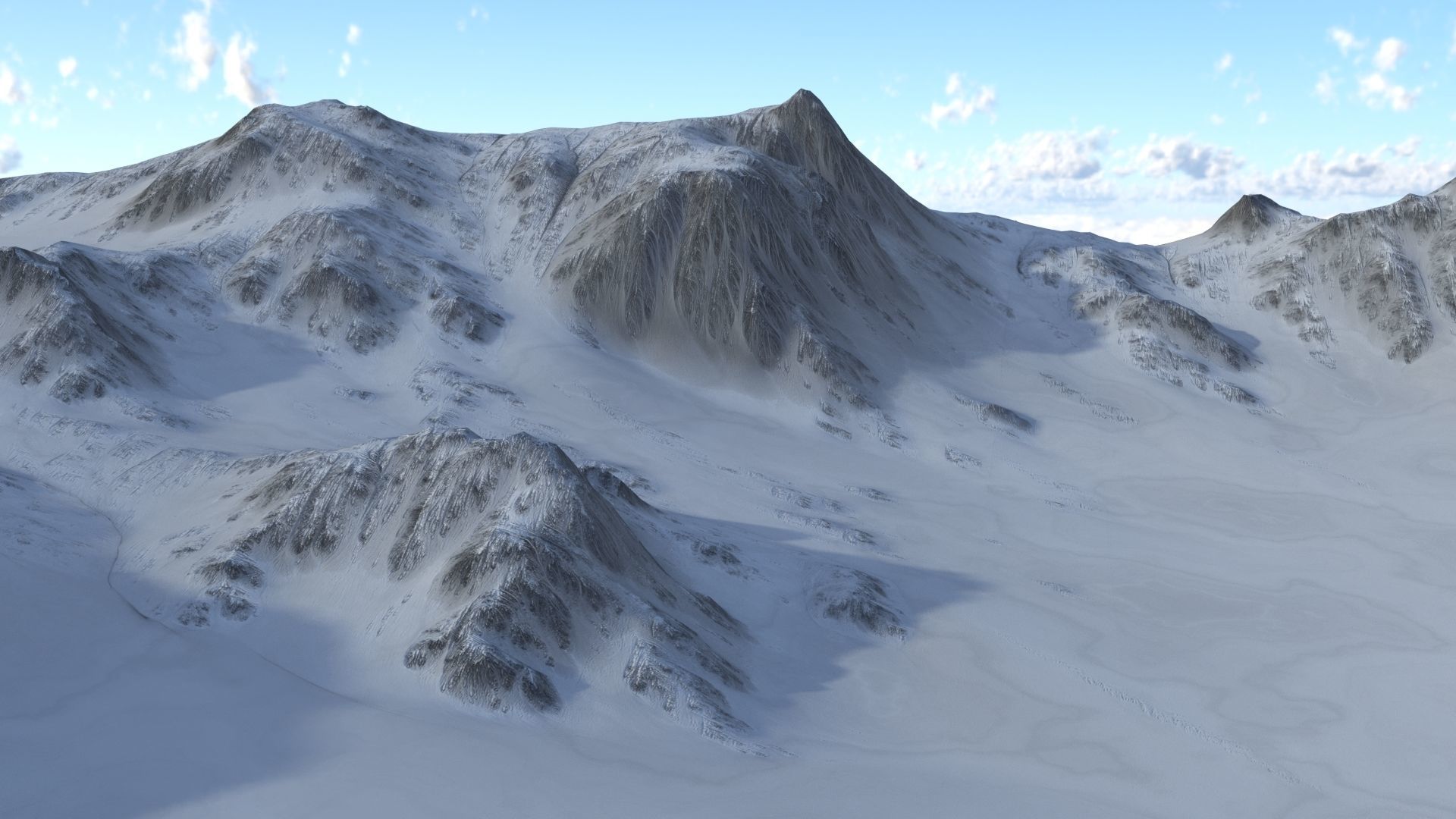 Snow landscape 01 Low-poly 3D model_3