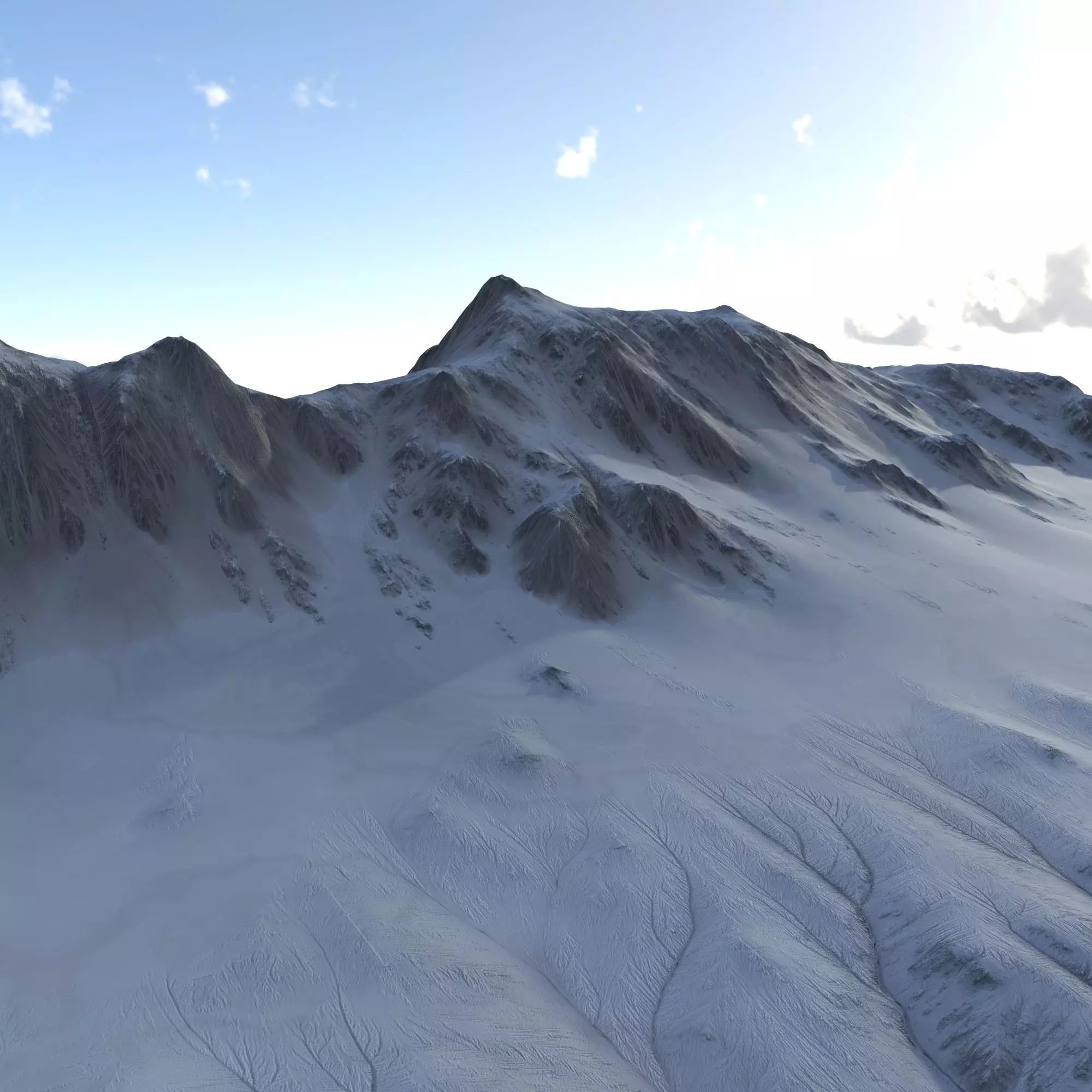 Snow landscape 01 Low-poly 3D model_0