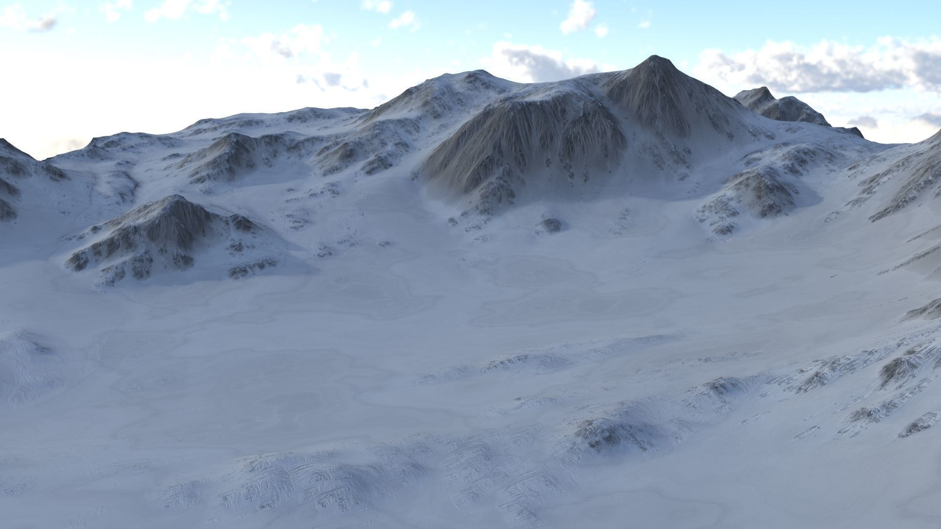 Snow landscape 01 Low-poly 3D model_4