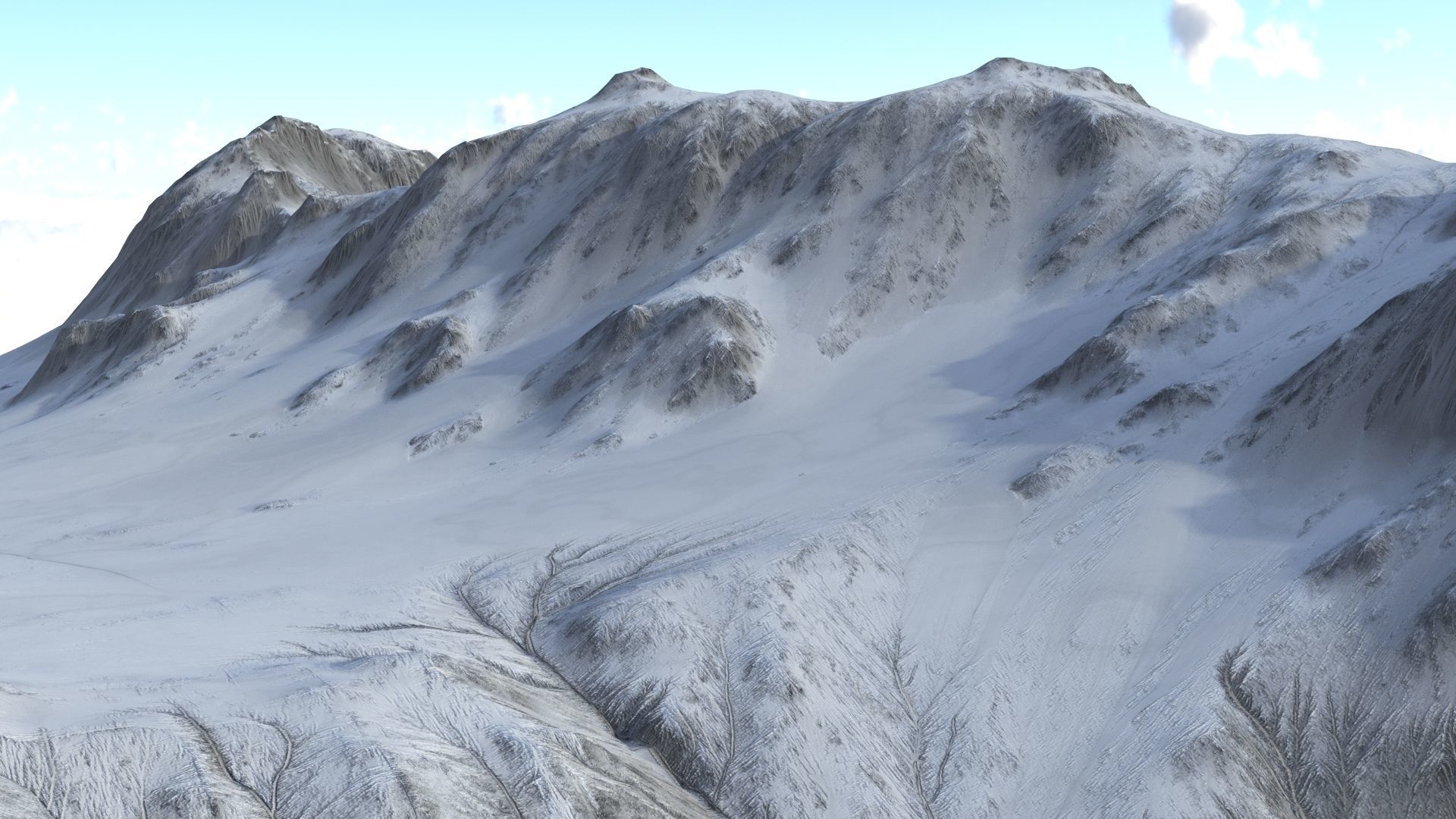 Snow landscape 01 Low-poly 3D model_1