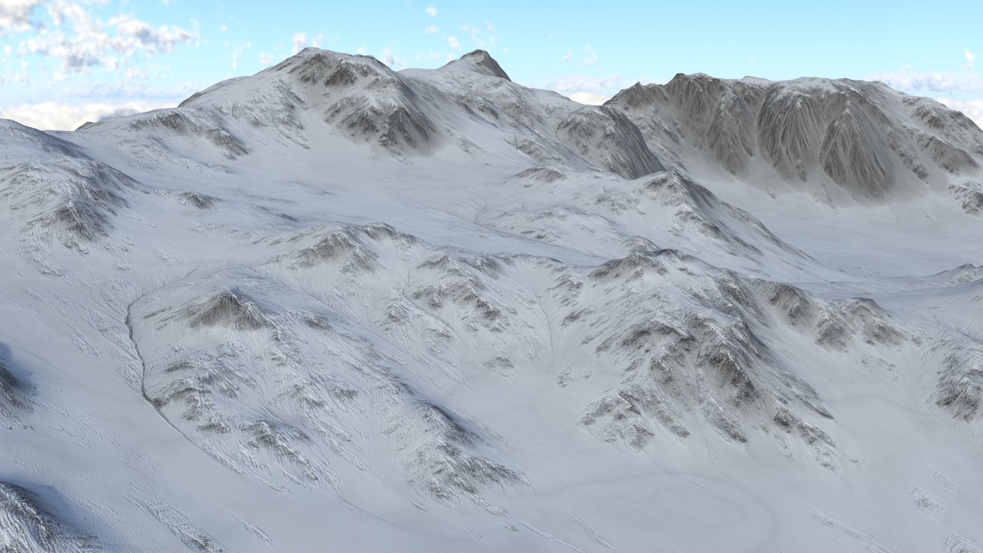 Snow landscape 01 Low-poly 3D model_2