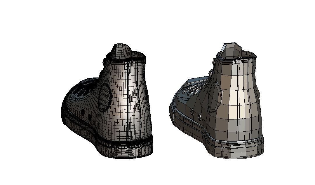 Cartoon High Poly Subdivision Sneakers Low-poly 3D model_7