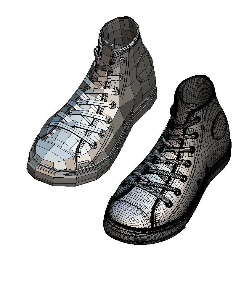 Cartoon High Poly Subdivision Sneakers Low-poly 3D model_8