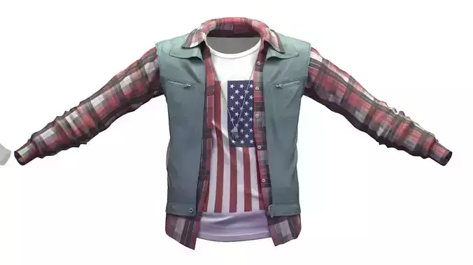 Cartoon High Poly Subdivision American Flag Vest