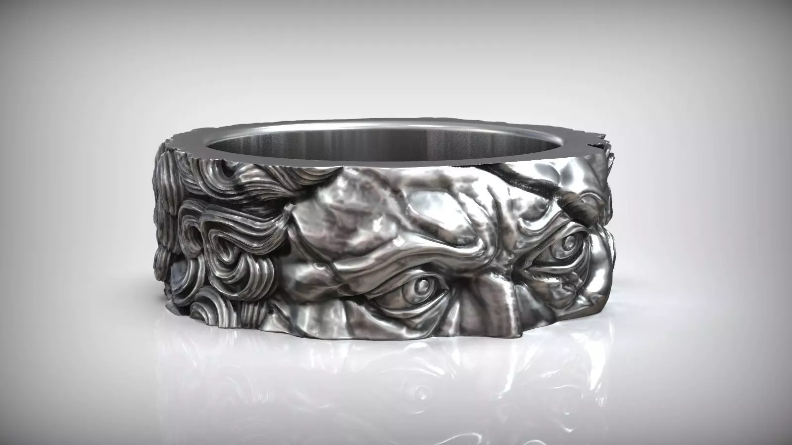 Moses Head Look Sculpture Ring 3D print model