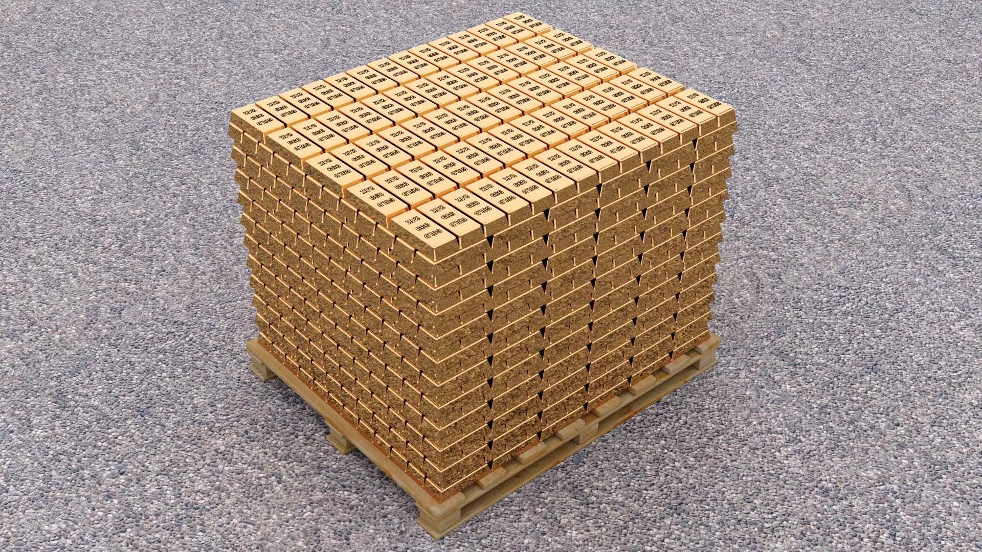 Gold Bar Pallet 3D model_0
