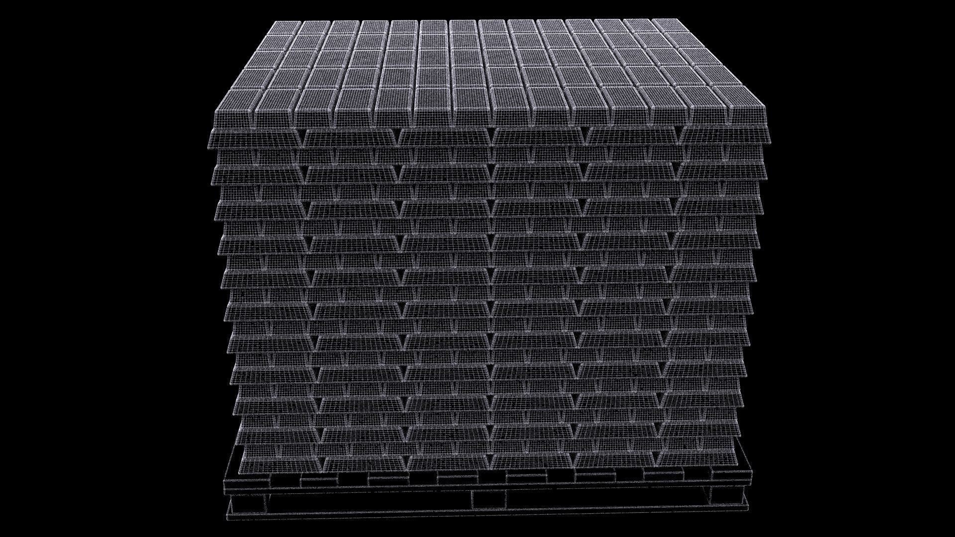 Gold Bar Pallet 3D model_12