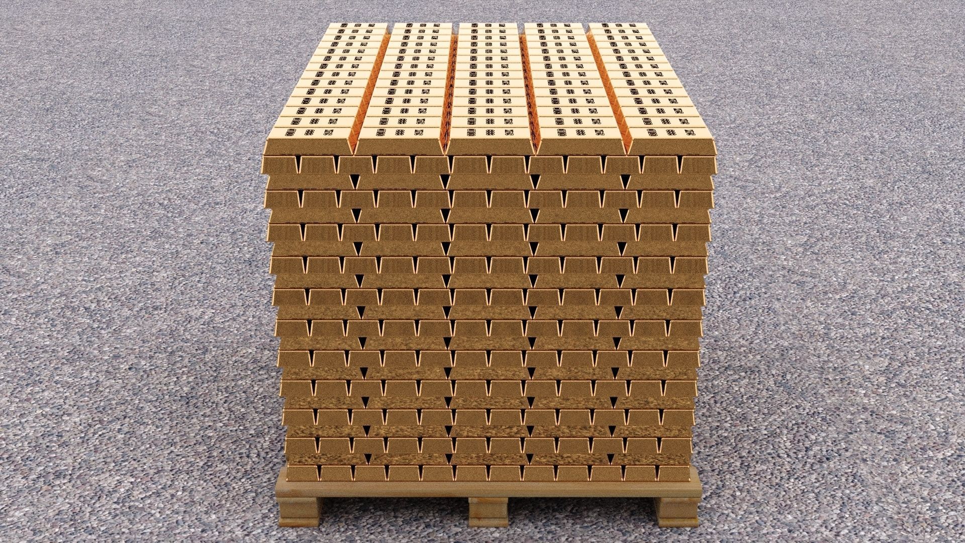 Gold Bar Pallet 3D model_5