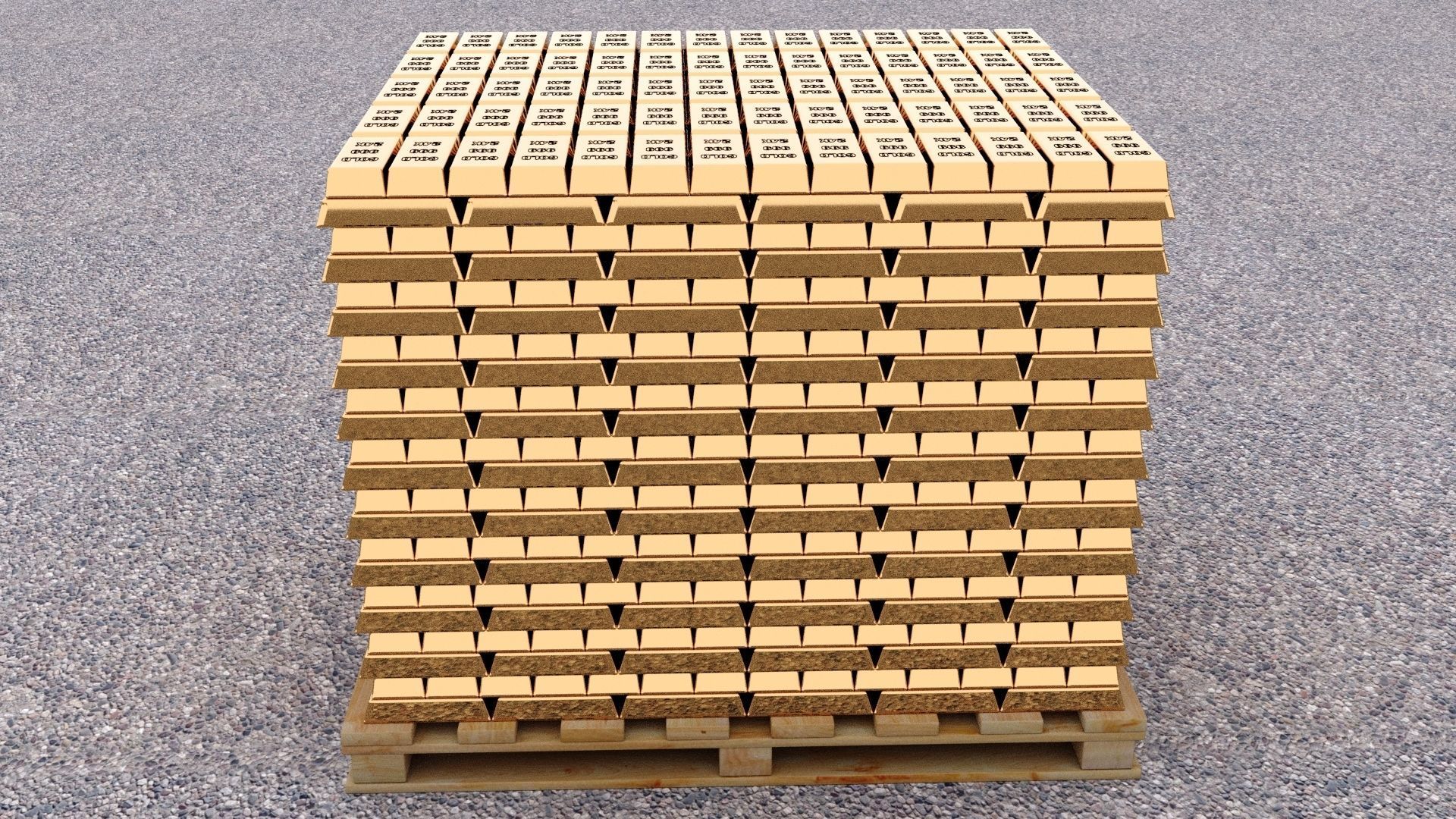 Gold Bar Pallet 3D model_4