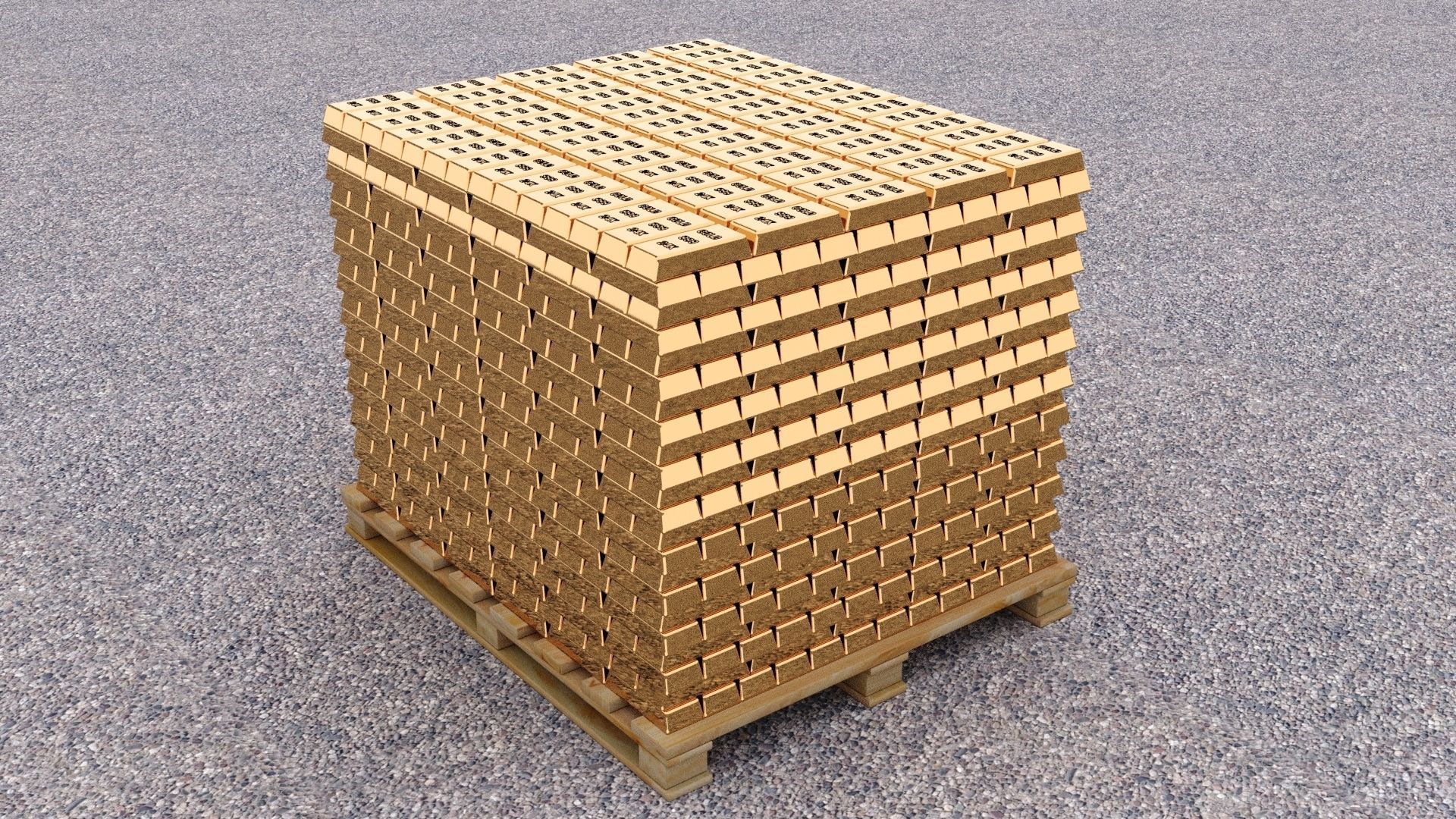 Gold Bar Pallet 3D model_1