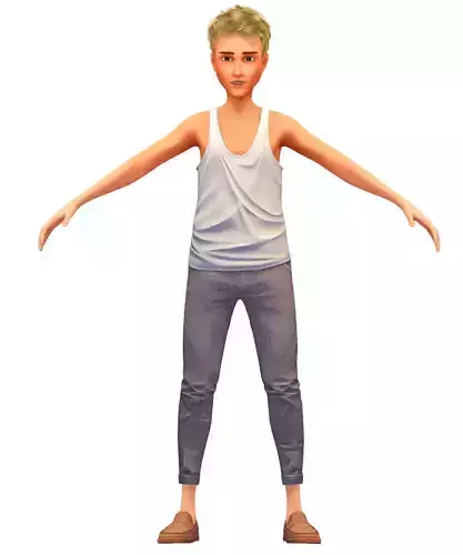 Cartoon Low Poly Style Avatar 008 Low-poly 3D model